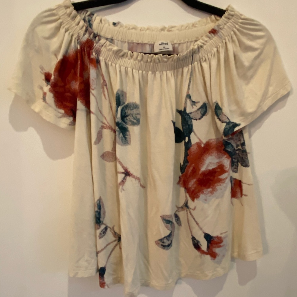 Wilfred off-shoulder crop floral top XS